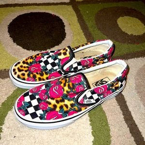 Rose, Leopard & Checkerboard Classic Slip On Vans